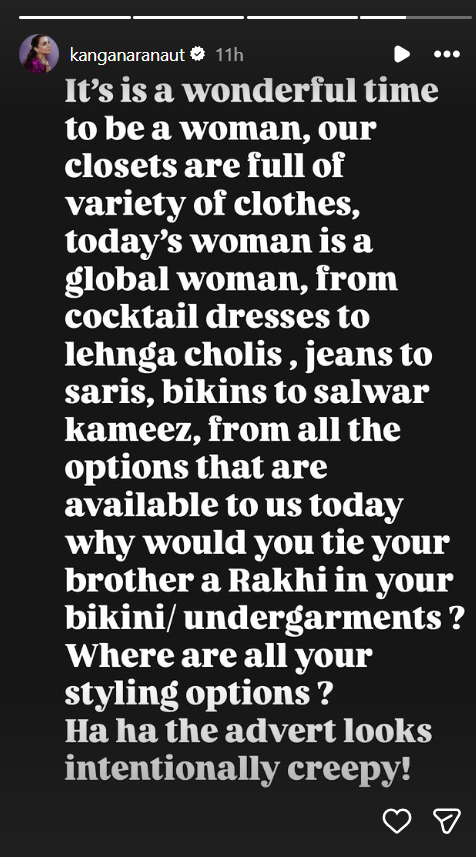 kangana ranaut on kriti sanon bikini rakhi ad
