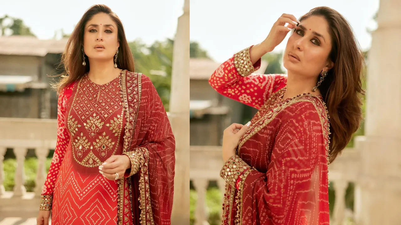 Kareena Kapoor red Bandhani suit
