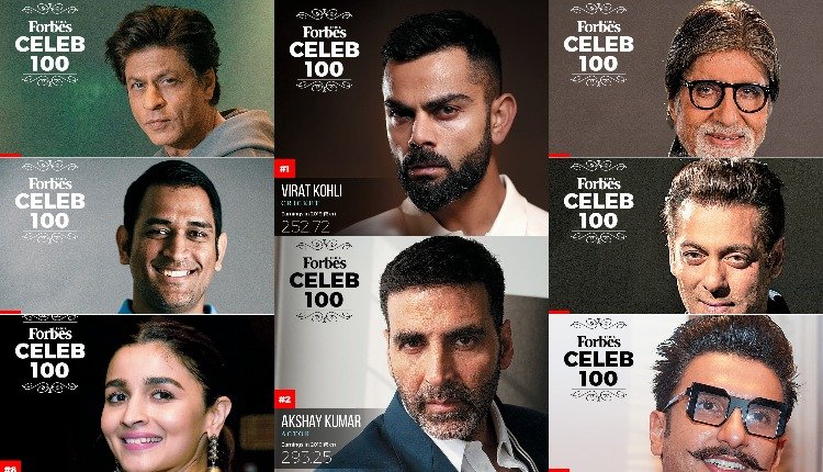 Forbes India's top 100 celebrities for 2019
