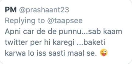 Twitter user trolls Taapsee Pannu