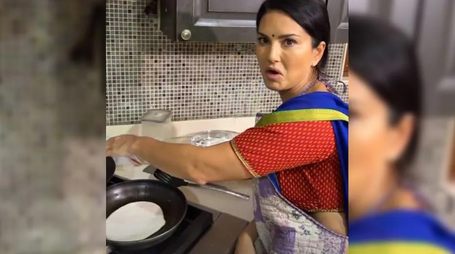 Sunny Leone Hot Video Making Paratha in Saree Will Make Your Mauth Watering