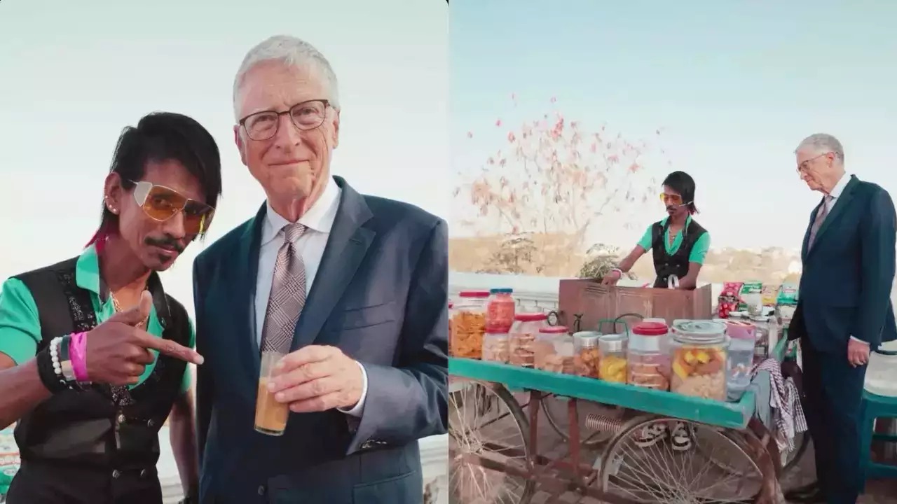 Bill Gates Delights in Authentic Chai Experience at Dolly Tapri Chaiwala Stall During India Visit