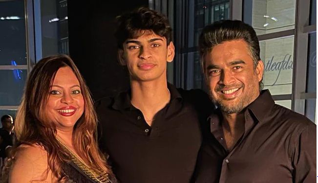 Bollywood News R Madhavan Strikes a Proud Pose with Son Vedaant, Exuding Endearing Father-Son Bond