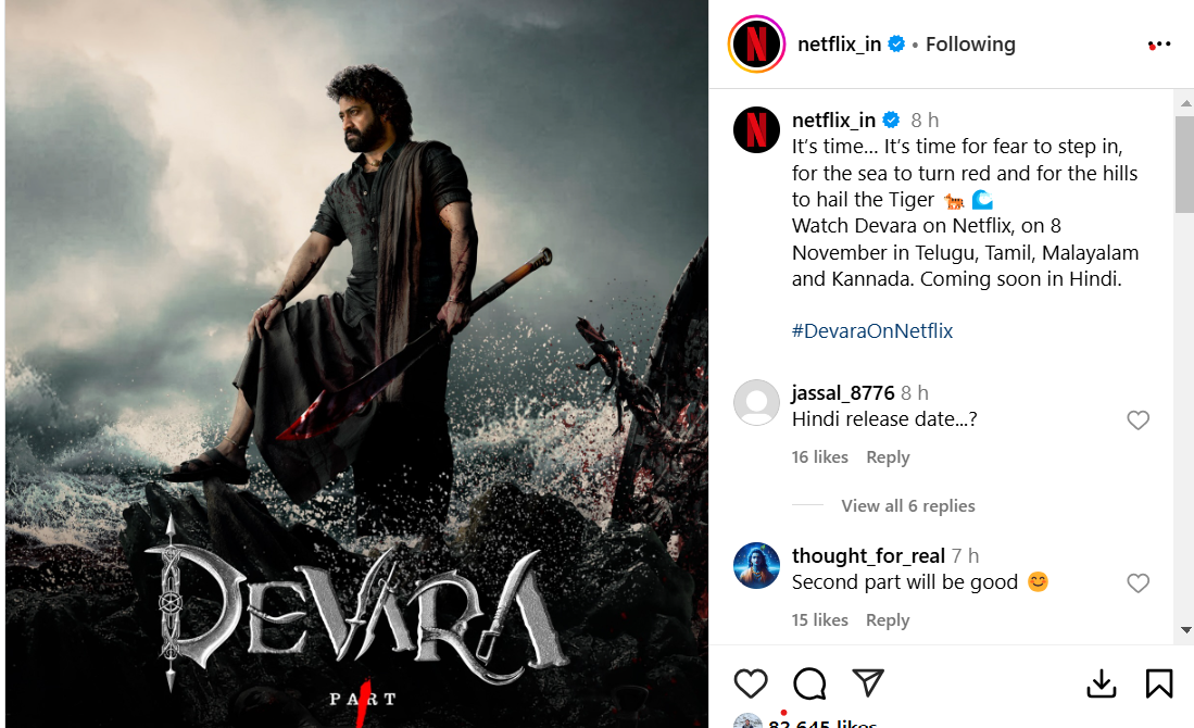 Devara OTT Release Devara Set to Storm Netflix with Its OTT Debut on November 8