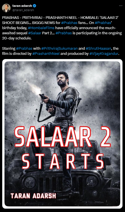 Prabhas Celebrates 45th Birthday with Double Delight: ‘Rajasaab’ Look Revealed and ‘Salaar 2’ Announced