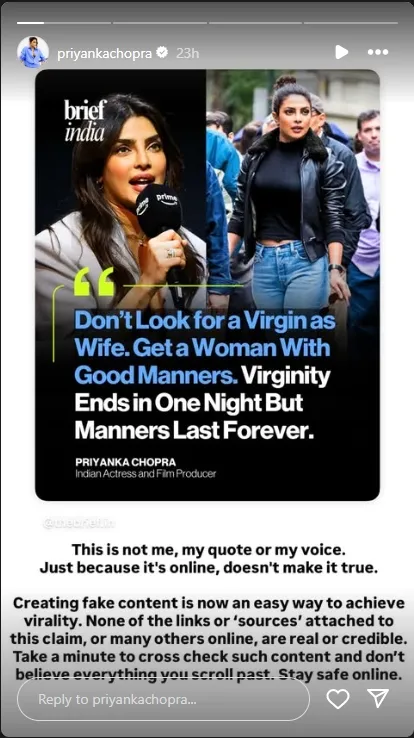 Priyanka Chopra Statement