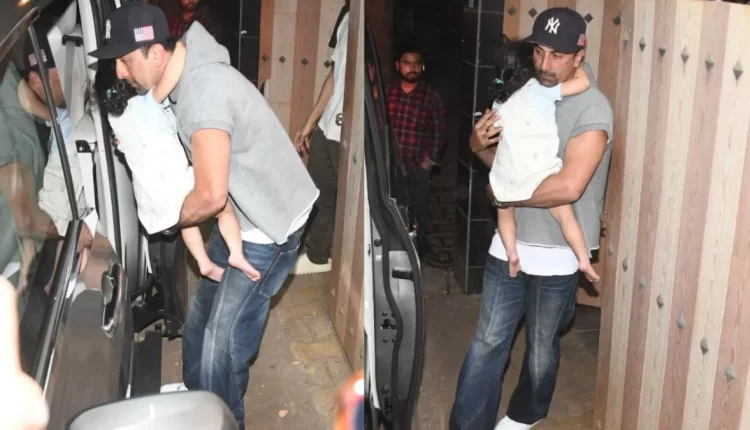 Ranbir Kapoor Spotted with Daughter Raha at Ayan Mukerji’s Residence