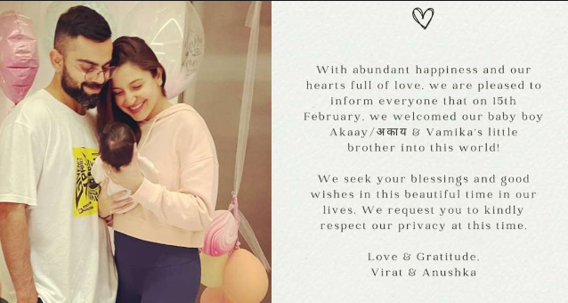 "Anushka Sharma and Virat Kohli Welcome Son Akaay: The Meaning Behind the Unique Name Revealed