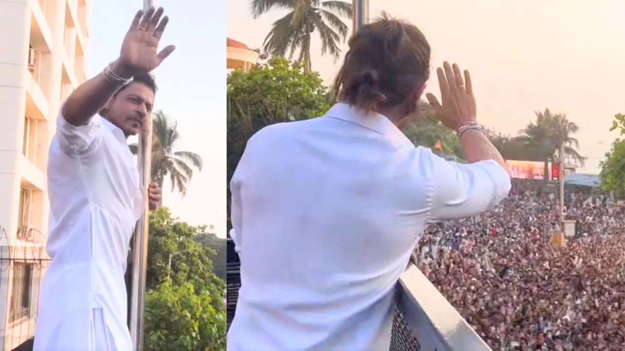 Shah Rukh Khan Greets Fans Outside Mannat on Eid, Fans Overflow with Joy