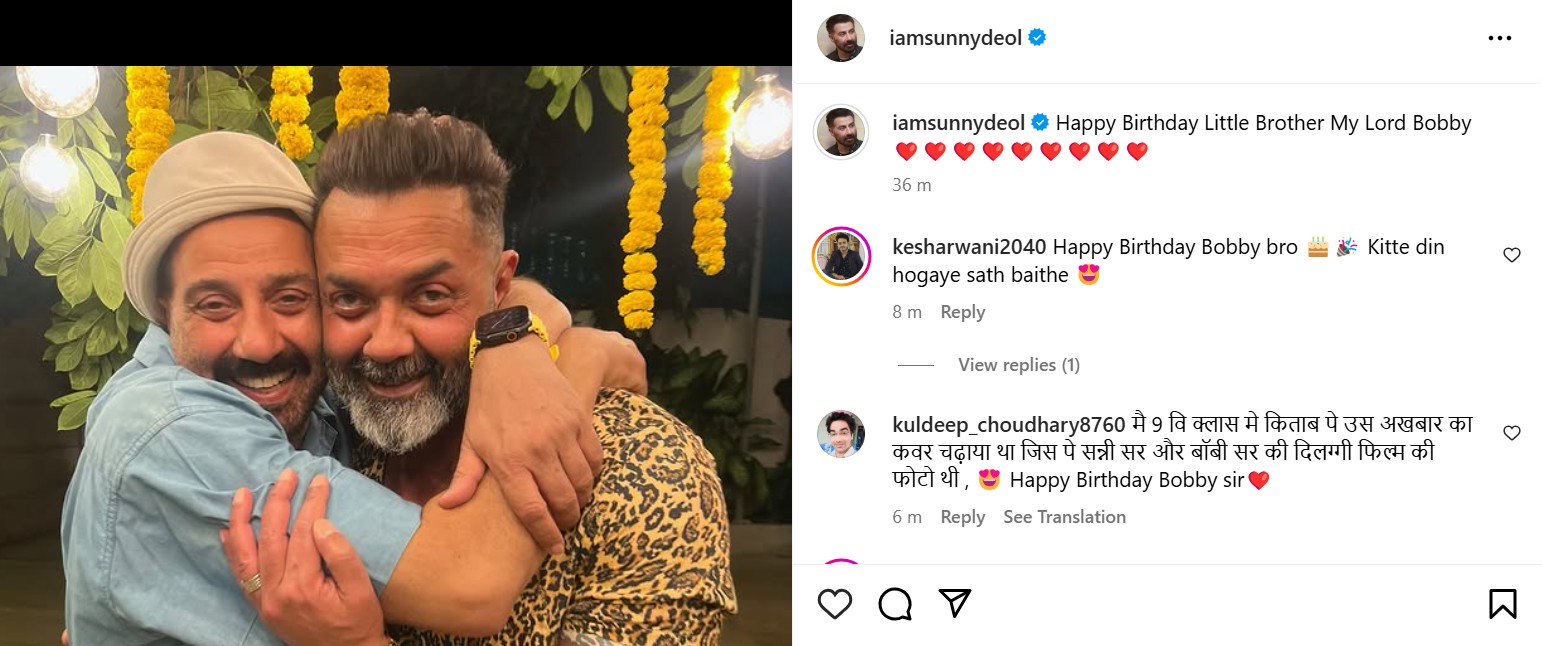 Sunny Deol Wishes Bobby Deol