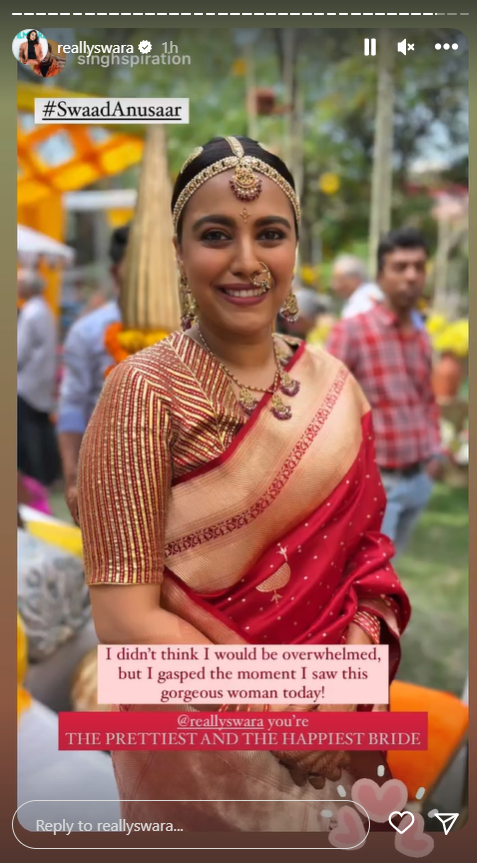 Swara Bhasker was spotted dressed like a South Indian bride in her wedding