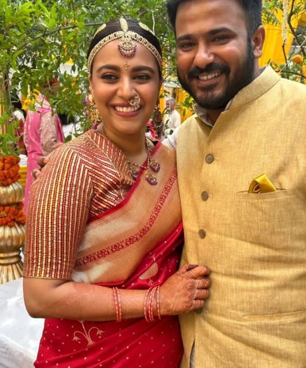 Swara Bhasker was spotted dressed like a South Indian bride in her wedding