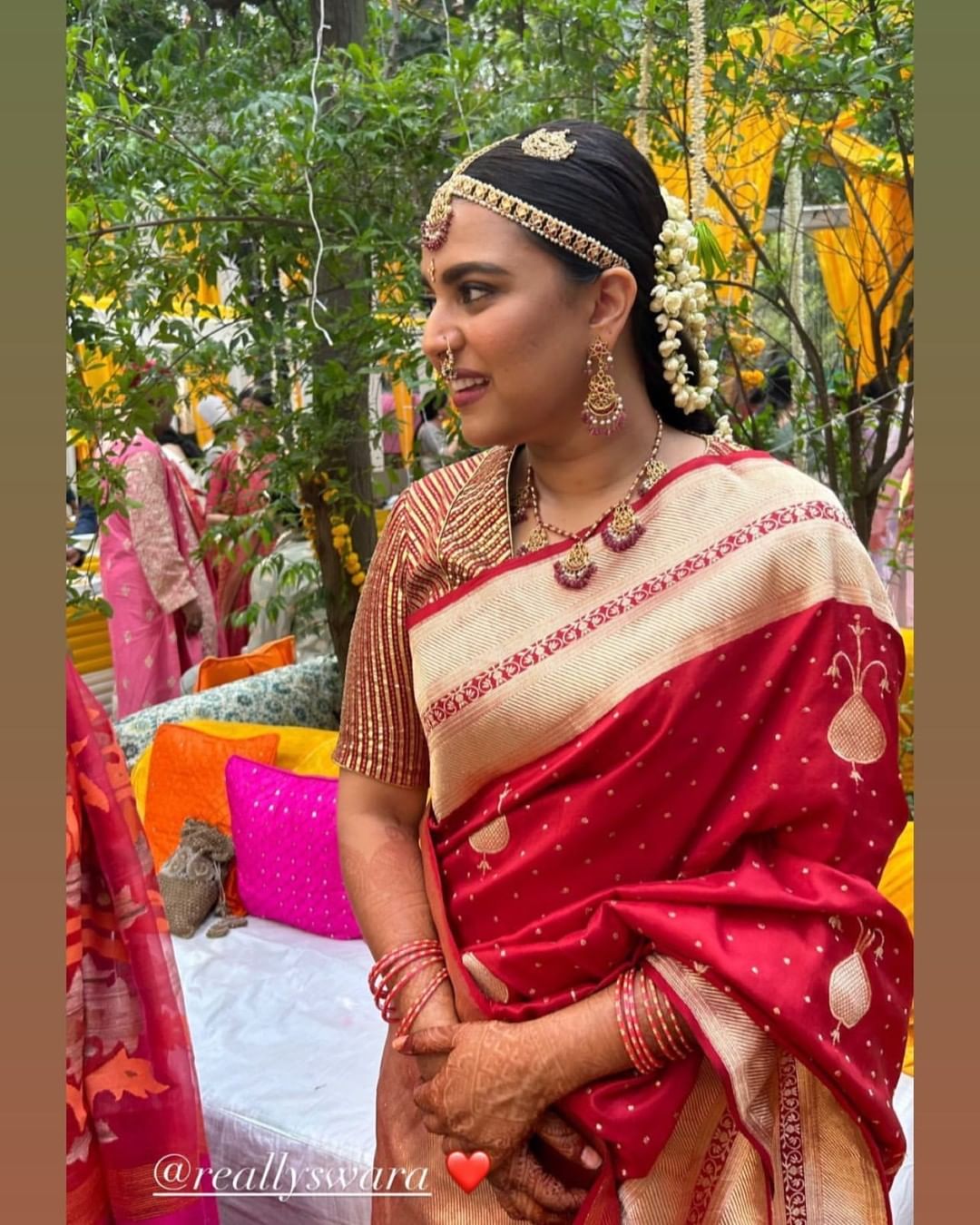 Swara Bhasker was spotted dressed like a South Indian bride in her wedding