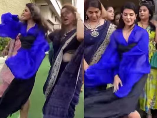 Jacqueline Fernandez Oops Moment: Struggles to Keep Dress in Place During Windy Event